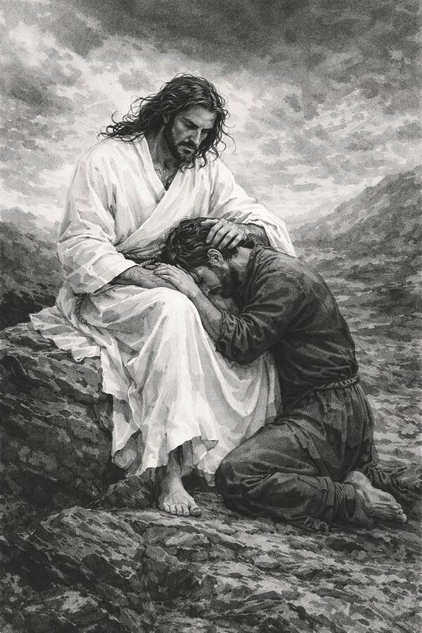 jesus comforting a weeping man museum of